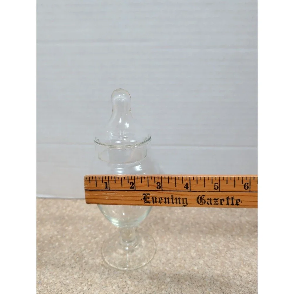 Clear Glass Apothecary Jar with Lid 8 1/4